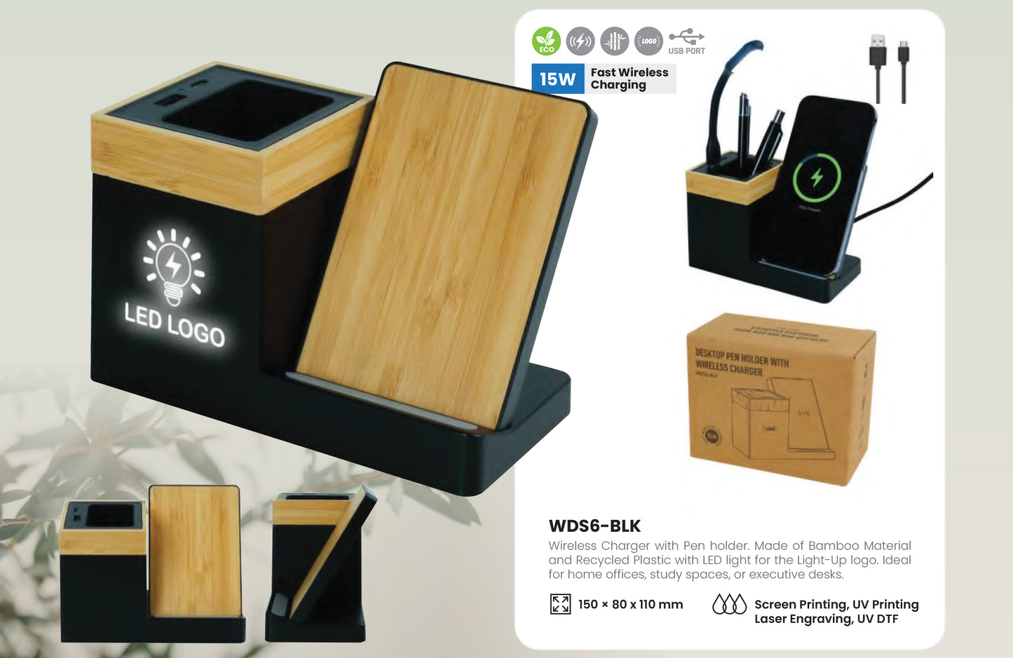 Pen Holder with Wireless Charging