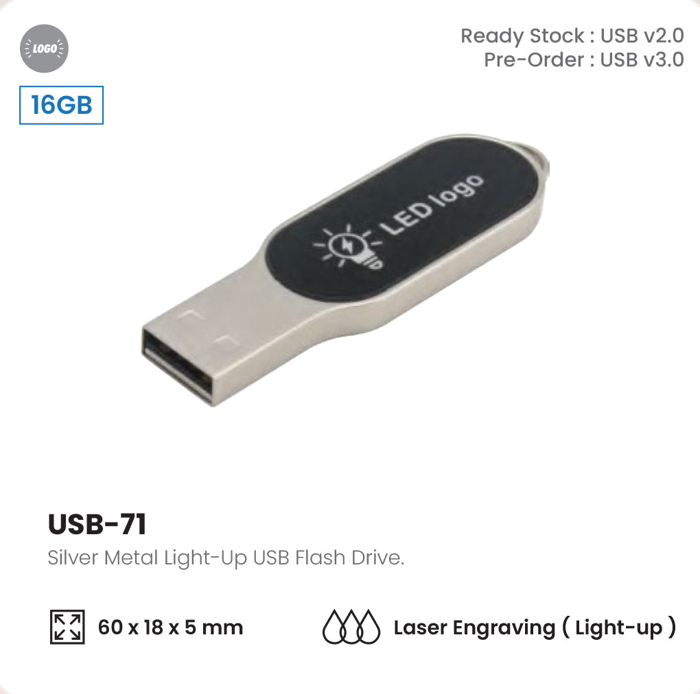 Black Light-Up USB Flash Drive