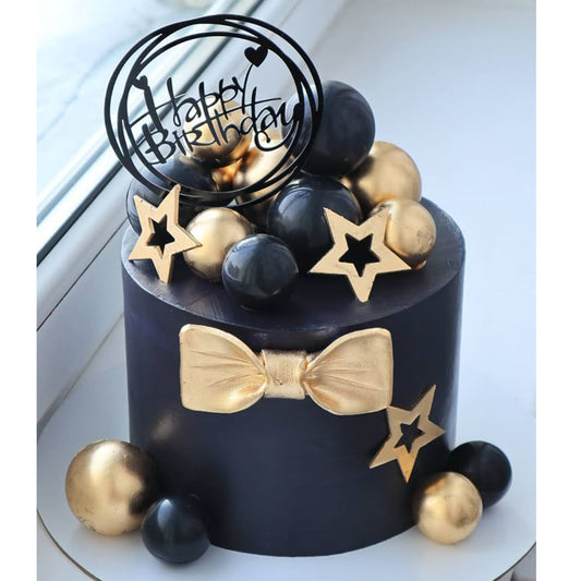 Elegant Black & Gold Bow Tie Celebration Cake