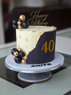 Elegant Black & Gold Bow Tie Celebration Cake