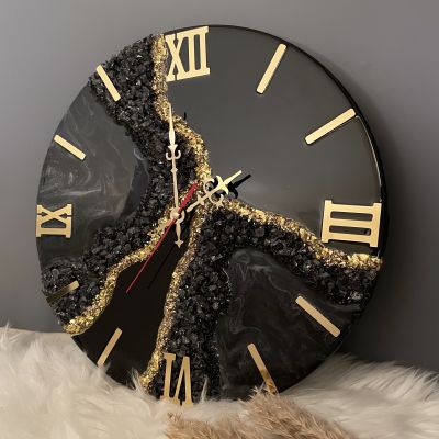 Luxury Black Resin Art Wall Clock